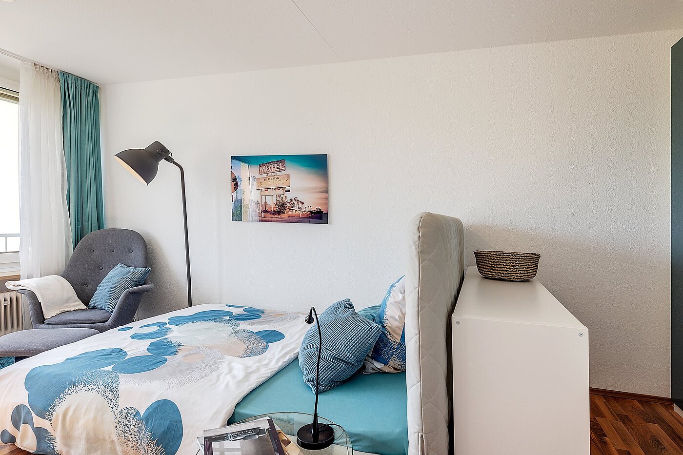 Etagenwohnung mit 1 Zimmer | München-Oberföhring | 2104ML2 | Das Bett als Raumtrenner