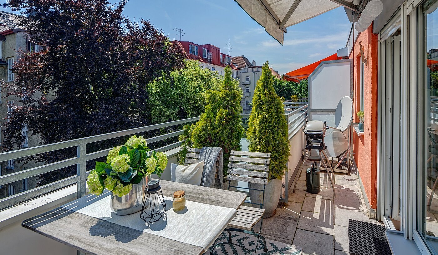 Etagenwohnung mit 1 Zimmer | München-Schwabing | 2106ML1 | Die sehr schöne Südterrasse