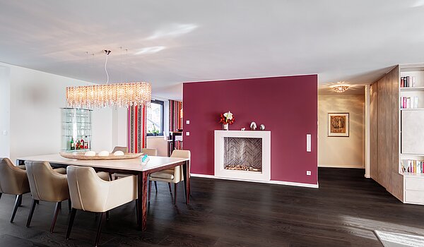 Etagenwohnung mit 3 Zimmern | München-Schwabing | 1511ML1 | Essbereich mit Kamin