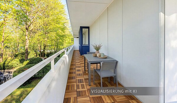 Etagenwohnung mit 3.5 Zimmern | München-Bogenhausen | 703052 | Schattiger Nordbalkon ( Visualisierung mit KI )