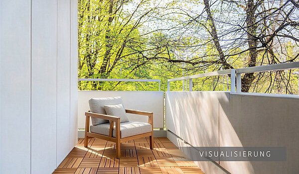 Etagenwohnung mit 3.5 Zimmern | München-Bogenhausen | 703052 | Sonniger Westbalkon (Visualisierung)