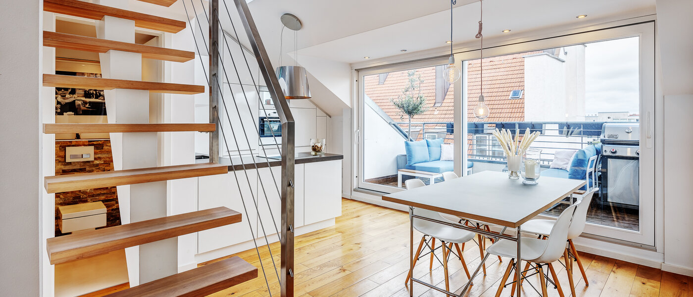 Maisonette-Galerie Wohnung München Maxvorstadt - Museumsviertel 01 Essbereich 13166