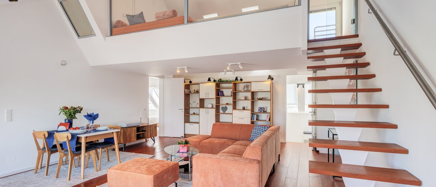 Maisonette-Galerie Wohnung München Maxvorstadt 04 Wohnbereich 14785