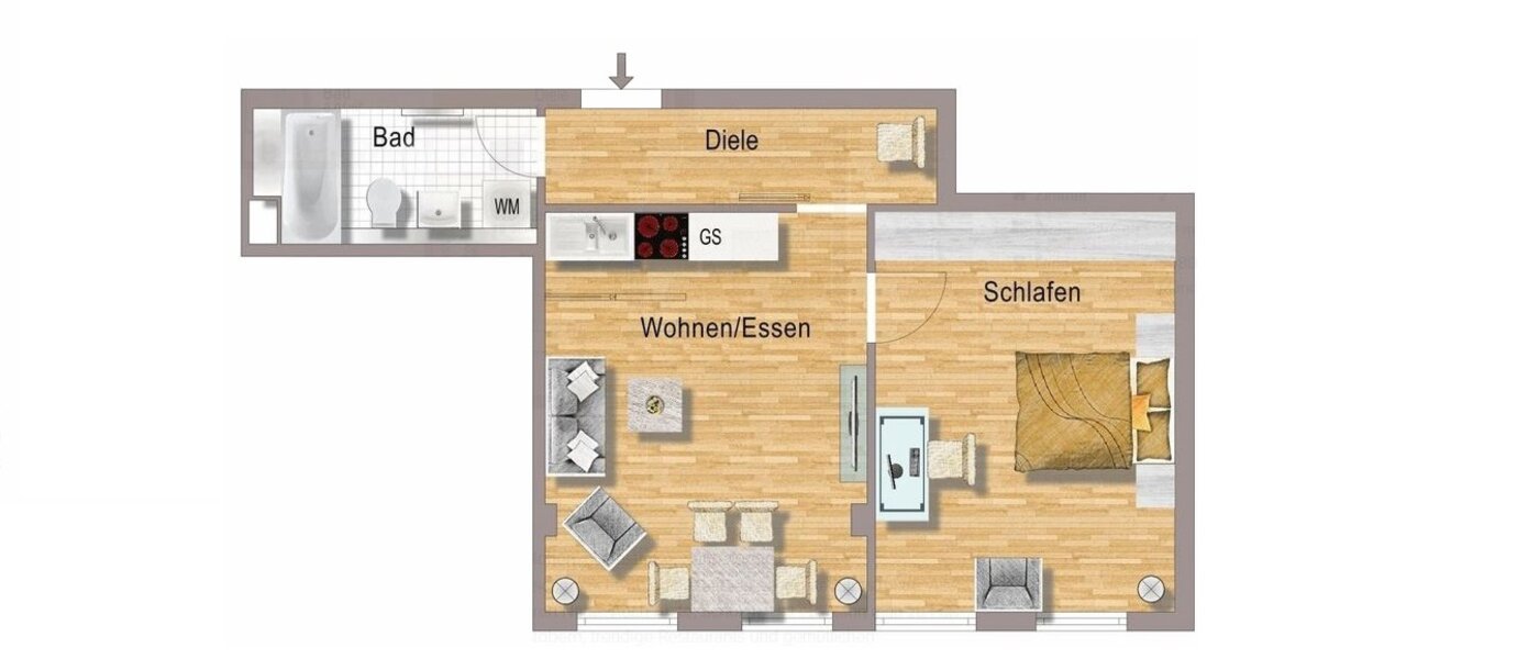 Wohnung München Schwabing (links der Leopoldstraße) 01 Grundriss 1905