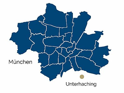 Stadtteil-Karte von Unterhaching bei München Stadtteil-Karte von Unterhaching bei München