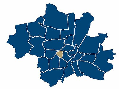 Stadtteil-Karte von der Gegend Westend in München 