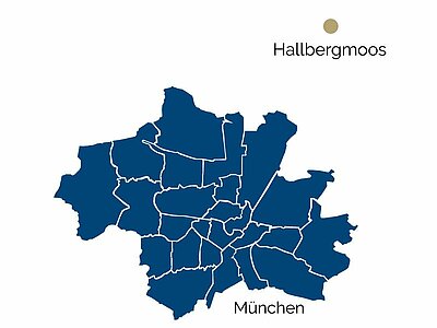 Stadtteil-Karte von Hallbergmoos und Umgebung 