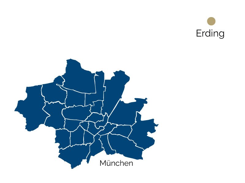 Stadtteil-Karte von Erding und Umgebung