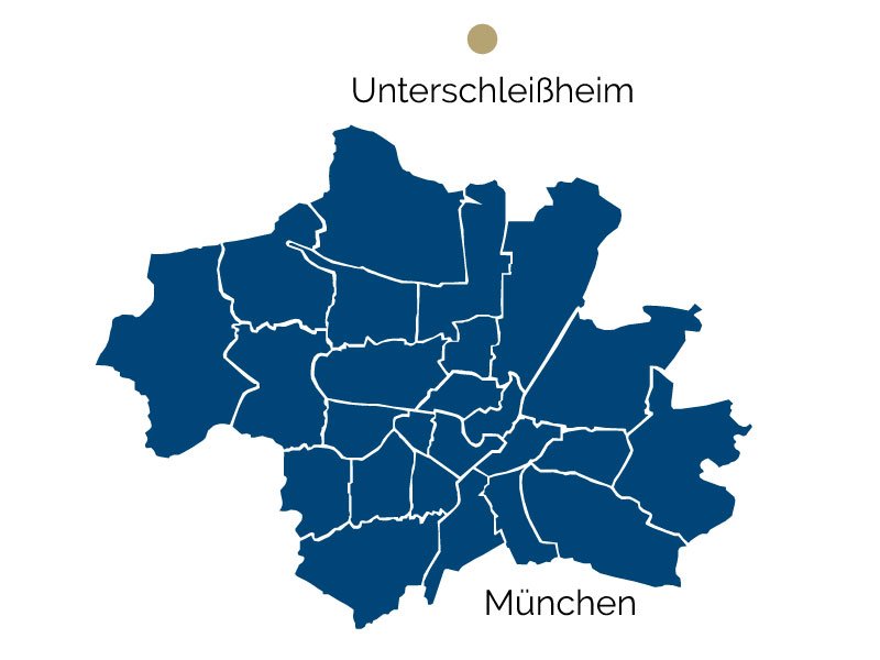 title="Stadtteil-Karte von Unterschleißheim" Stadtteil-Karte von Unterschleißheim