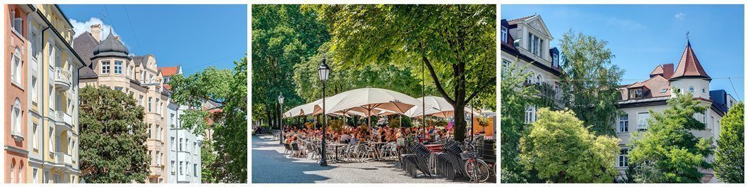 Fotos der Umgebung des Stadtteils Schwabing zwischen der Belgrad- und Leopoldstraße